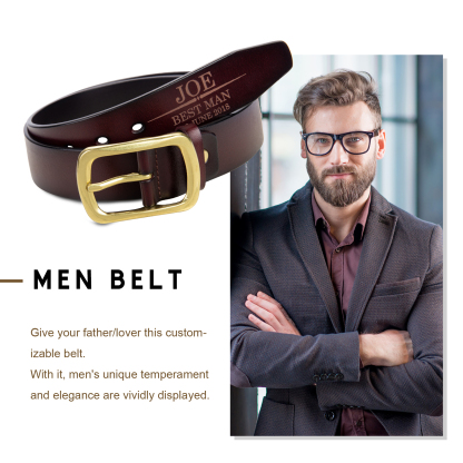 Personalised Genuine Leather Belt Engraved Names Men's Belt for Him-Jessemade AU