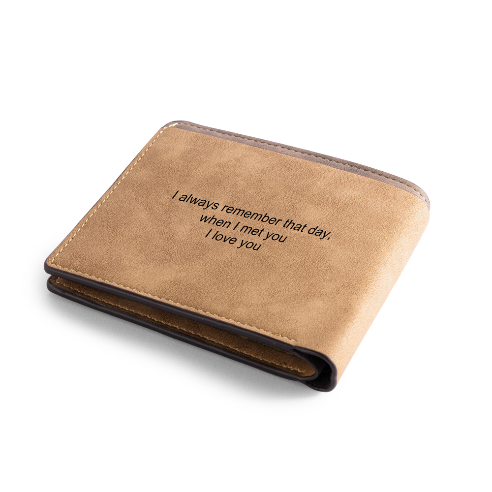 Brown Personalised Leather Wallet Engraved Photo Short Purse Folding Wallet Gifts For Men-Jessemade AU