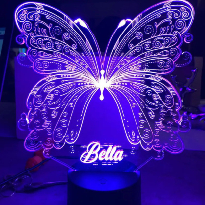 Personalised Butterfly Home Decoration Lamp With Custom Name Night Light Kid's Bedroom Decor Children's LED Light-Jessemade AU