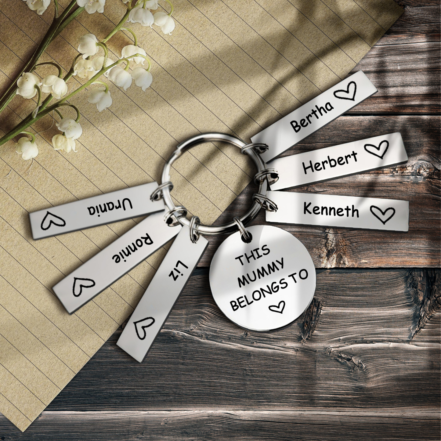 6 Names - Personalised Name Keychain Stainless Steel Keychain Special Gift for Mummy/Dad-Jessemade AU