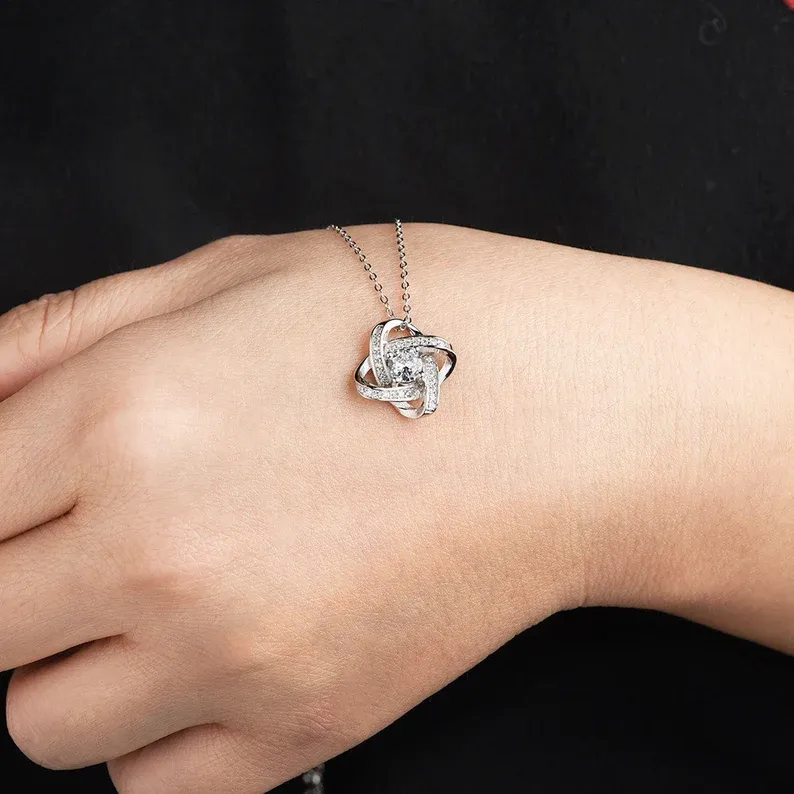 To My Stepdaughter - S925 Love Knot Necklace "Love Made You My Daughter" Gifts For Daughter-Jessemade AU