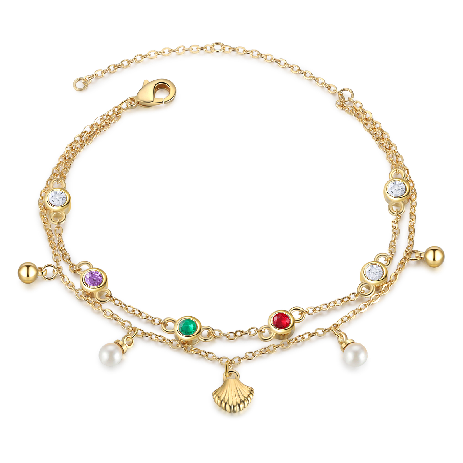 Personalised Women's Bracelet Custom 3 Birthstones Bracelet Gold Adjustable Bracelet Birthday Gift for Her-Jessemade AU