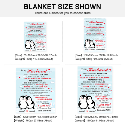To My Husband Couple Penguin Blanket Custom Name Valentines Gift-Jessemade AU