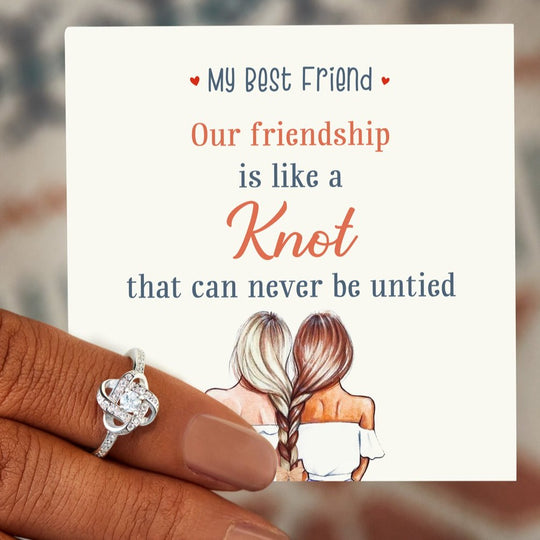 To My Best Friend, our friendship is like a knot, Endless Knot Ring With Card, Gifts For Her-Jessemade AU