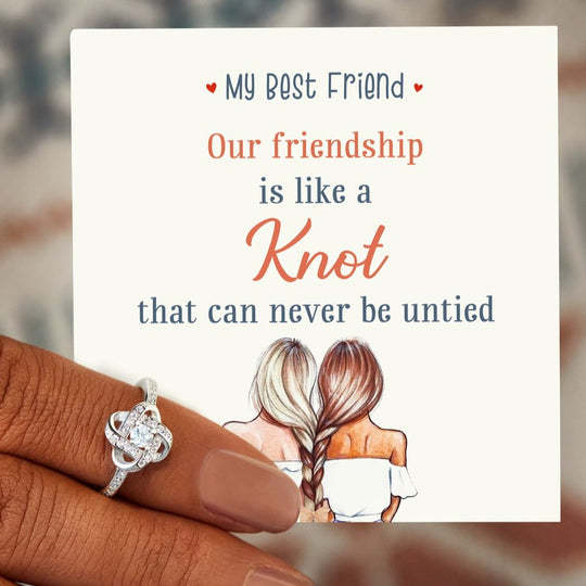 To My Best Friend, our friendship is like a knot, Endless Knot Ring With Card, Gifts For Her-Jessemade AU