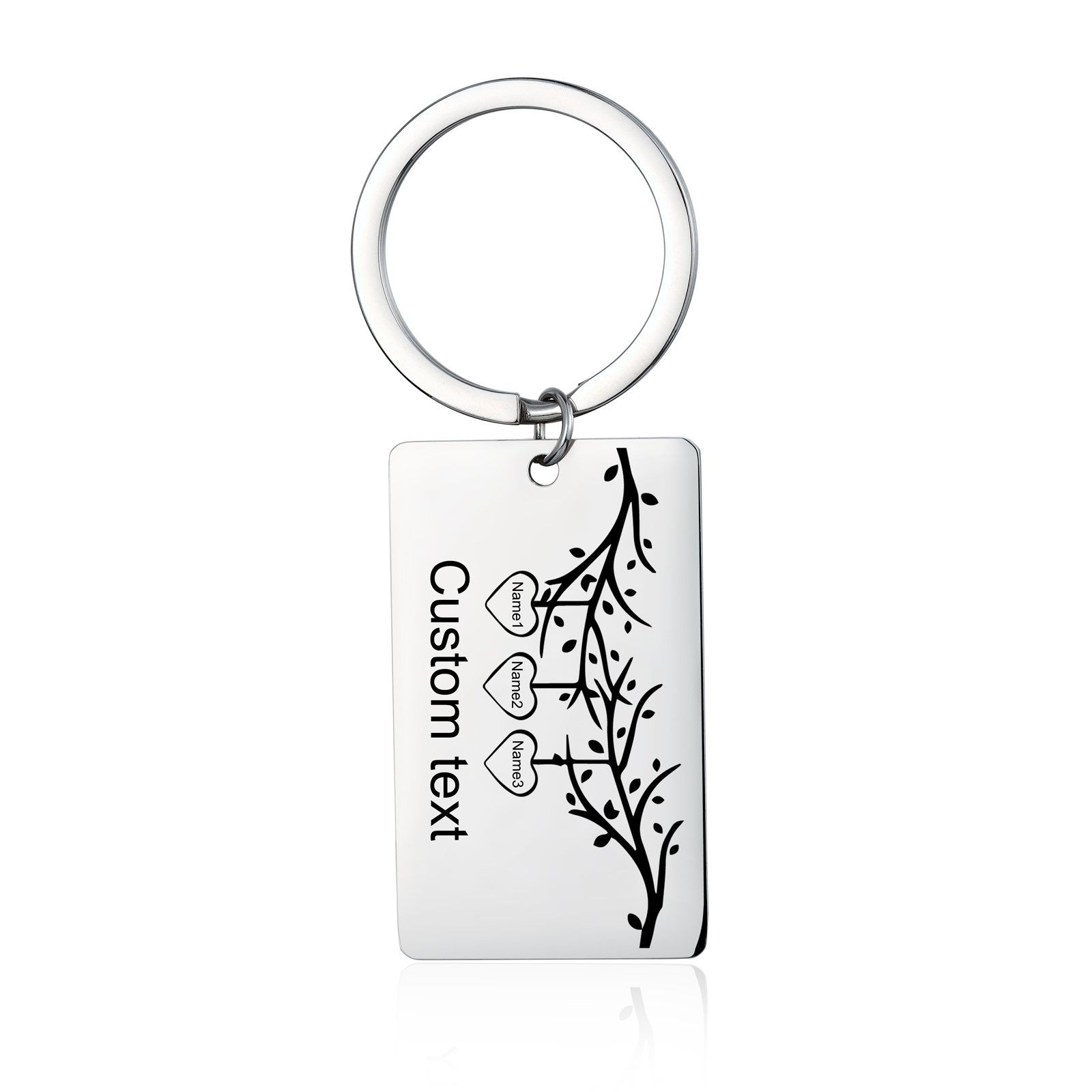 Custom Family Tree Keychain with 3 Names Personalised Dog Tag keyring-Jessemade AU