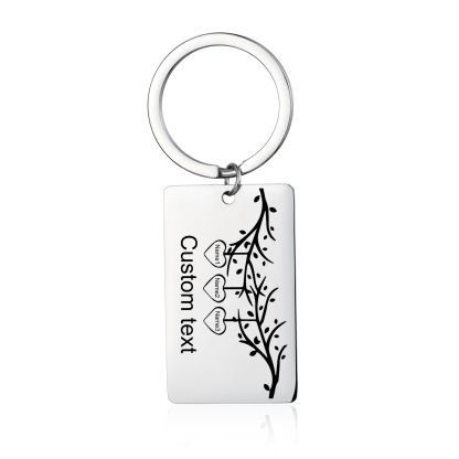 Custom Family Tree Keychain with 3 Names Personalised Dog Tag keyring-Jessemade AU