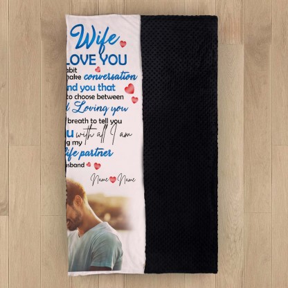 To My Wife Personalised Couple Blanket Engrave Photo Sweet Gift For Her "Thank you for being my great life partner"-Jessemade AU