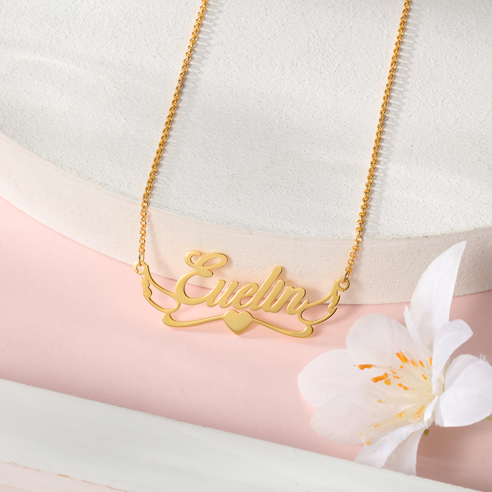Personalised Heart Necklace Custom 1 Name Necklace Gift For Women-Jessemade AU