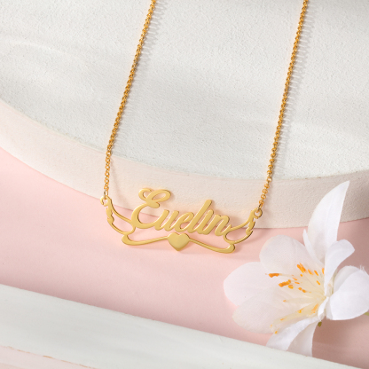 Personalised Heart Necklace Custom 1 Name Necklace Gift For Women-Jessemade AU