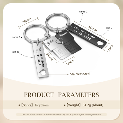 Personalised New Home Keychain Customised 2 Names & Texts Keyring Matching Gifts for Couple-Jessemade AU