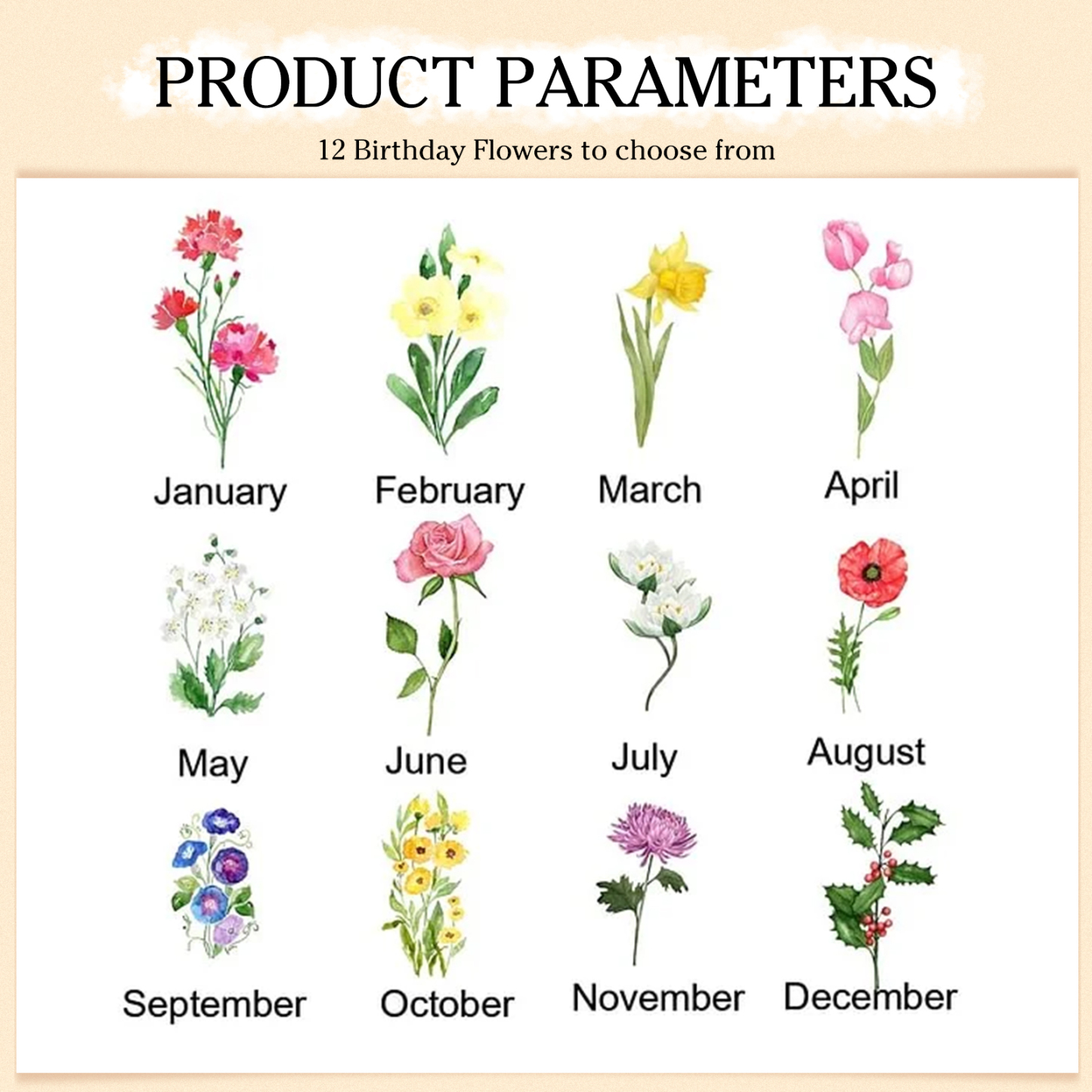 Personalised Women's Leather Wallet Custom 1 Birth Flower & 1 Name Wallet Gift for Her