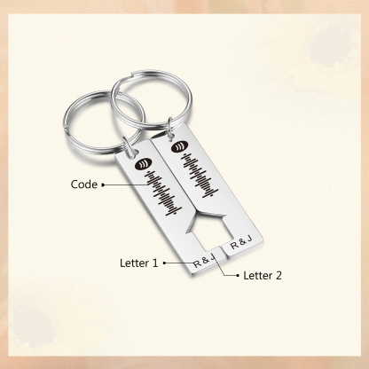 Personalised Spotify Code Keyring Custom 2 Letters Keychain Scannable Music Keychain Valentine's Day Gift for Couples-Jessemade AU