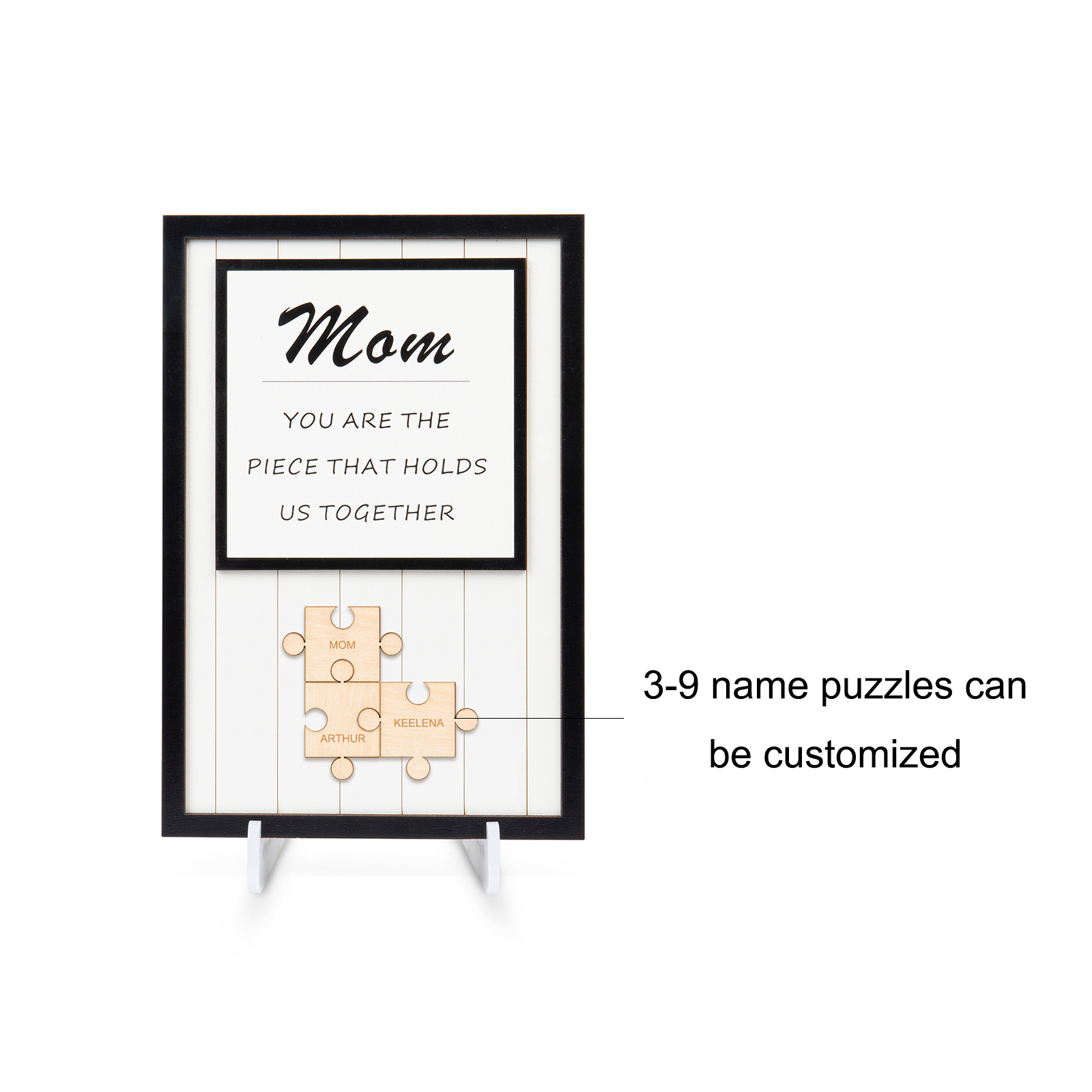 Mom Puzzle Sign Personalised 3 Names Wooden Sign Family Gifts-Mom You Are the Piece that Holds Us Together-Jessemade AU