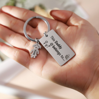Personalised Keychain with Kid Charm Engraved 5 Names Family Keychain for Him-Jessemade AU