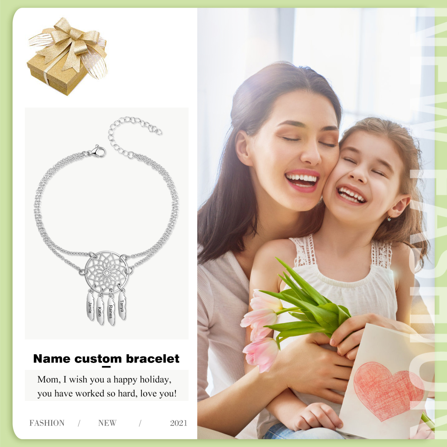 Personalised Dream Catcher 3 Names Bracelet For Ladies-Jessemade AU