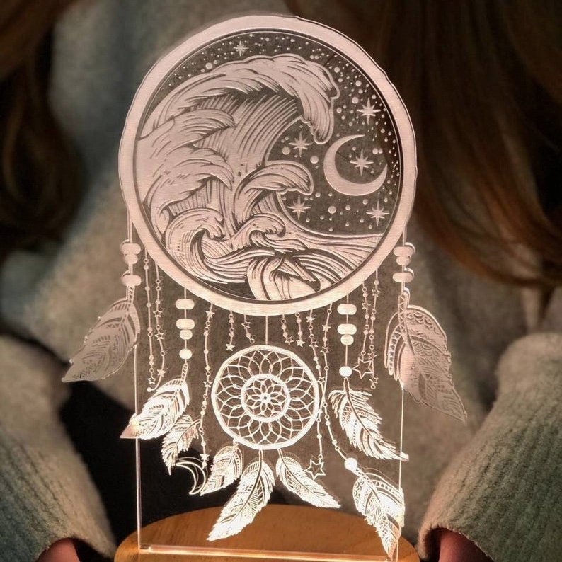 Personalised Dream Catcher Night Light Custom Name Gifts For Kids-Jessemade AU