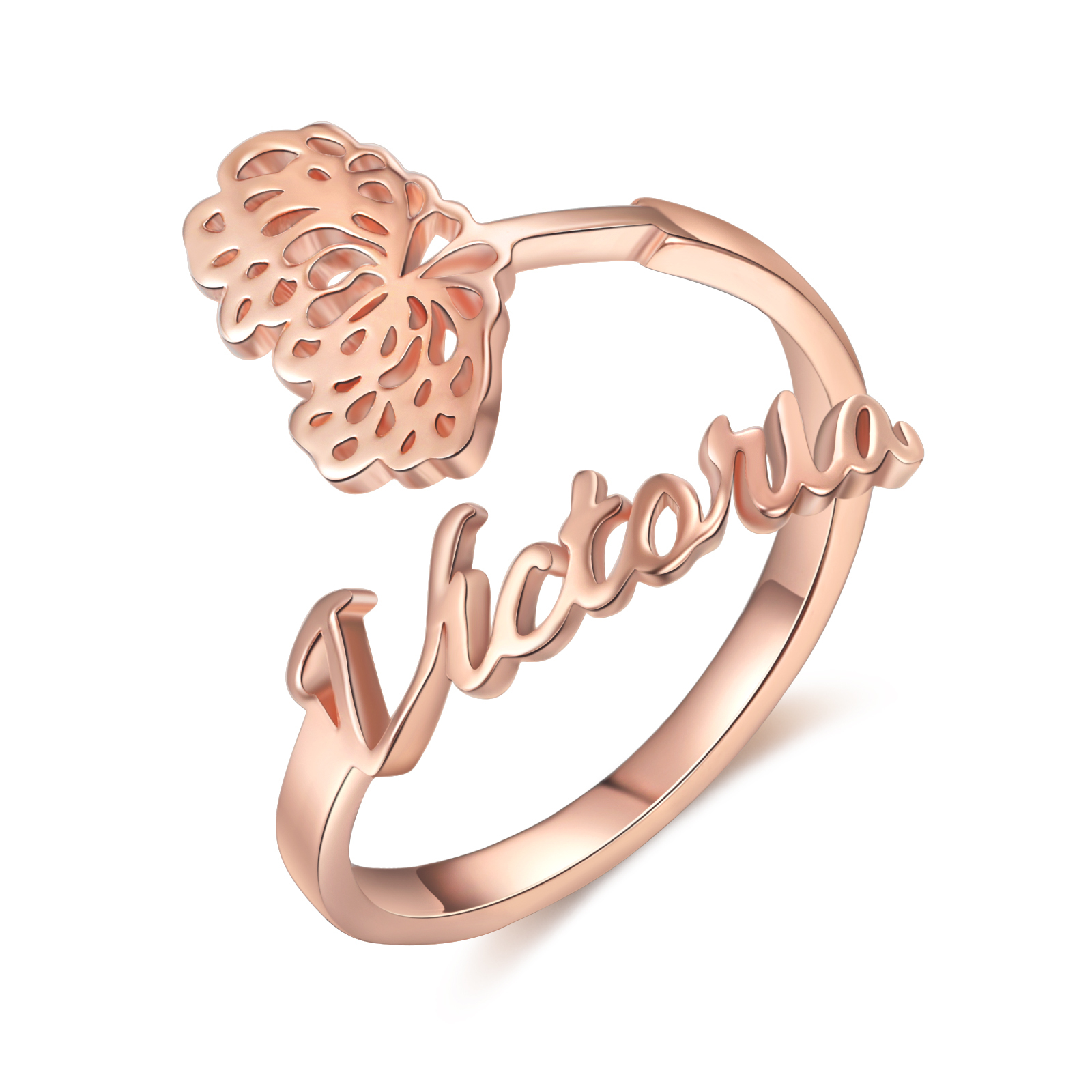 Personalised November Birth Flower Ring With Name Gifts For Her-Jessemade AU