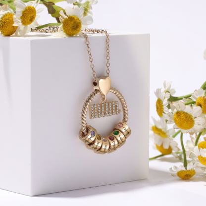 To Mum - 6 Names Personalised Mum Circle Pendant Necklace Custom Name & Birthstone Gifts For Mum | JesseMade