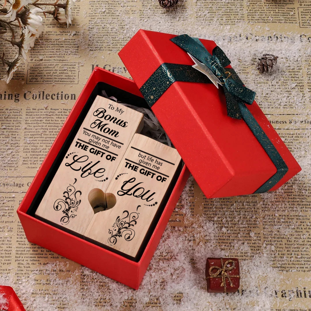 Mothers GiftsTo My Bonus Mom Wooden Candle Holder "Life has given me the gift of you"-Jessemade AU