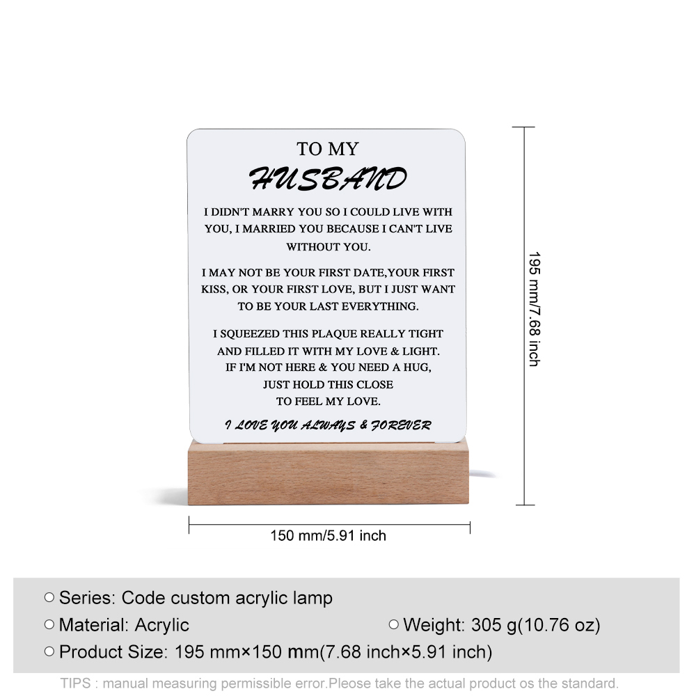 To My Husband LED Night Light "I Love You Always & Forever" Sentimental Gift for Husband-Jessemade AU