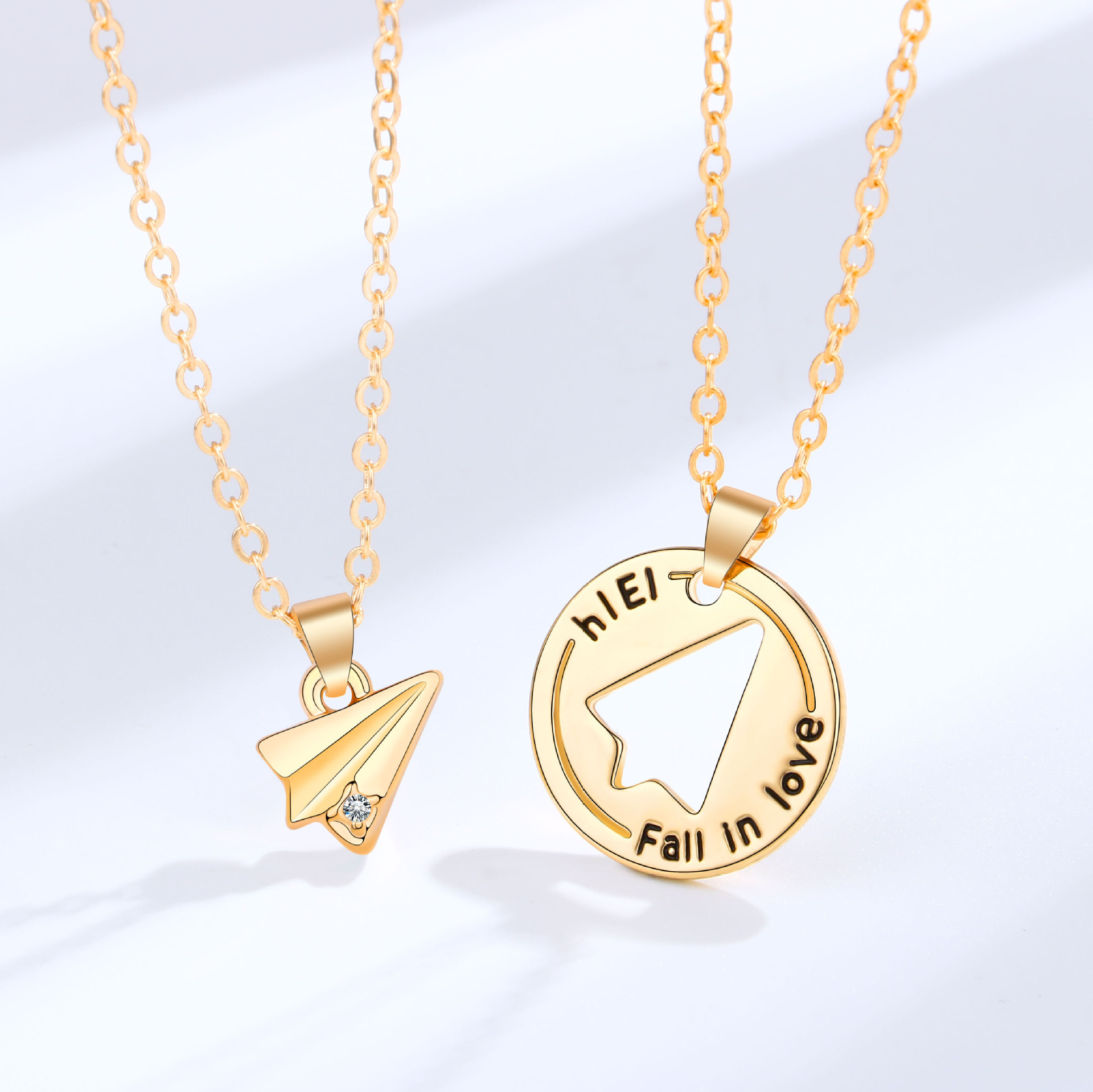 Couple Matching Necklace Paper Folded Plane Necklace Friendship Style Valentine's Day Gifts for Couple-Jessemade AU