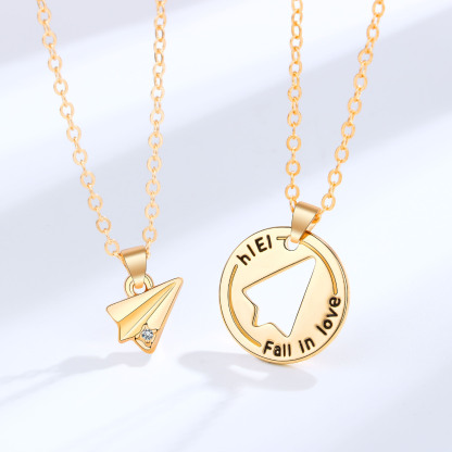 Couple Matching Necklace Paper Folded Plane Necklace Friendship Style Valentine's Day Gifts for Couple-Jessemade AU