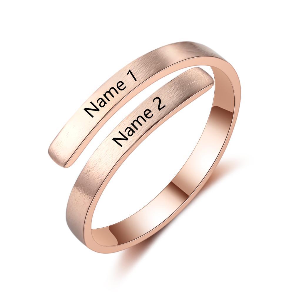 Personalised Name Rings Engraved 2 Names Adjustable Ring Gift for Her-Jessemade AU