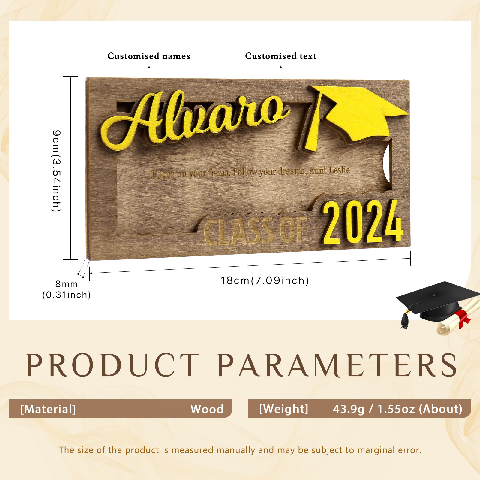 Class of 2024 Personalised Graduation Cash Clip Custom Name & Text Cash Box Creative Gifts for Her/Him-Jessemade AU