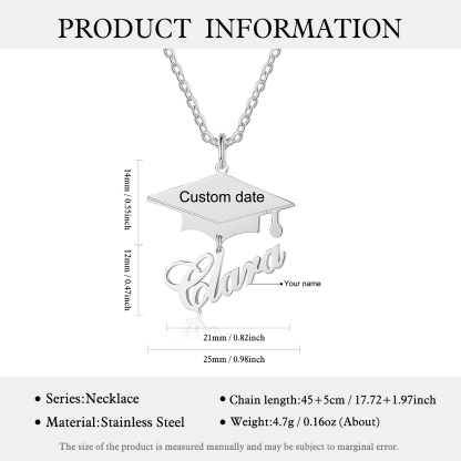 Personalised Graduation Name Necklace Bachelor Cap Necklace-Jessemade AU