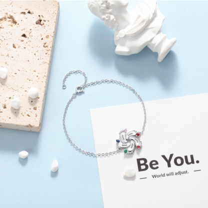 Personalised Baby Foot Necklace With 5 Birthstones Engraved Names Gift For Mother-Jessemade AU