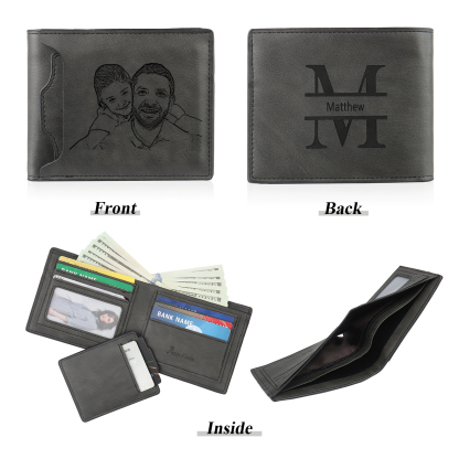 Personalised 2 Texts & 2 Photos & 1 Name & 1 Letter Gift Set Custom Wallet & Keychain & Pen Gift Box Set Father’s Day Gift-Jessemade AU