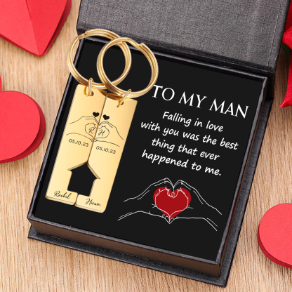 To My Man/Woman Keyring Custom 2 Letters & 2 Dates & 2 Names Couple Keychain Valentine's Day Gift for Couples-Jessemade AU