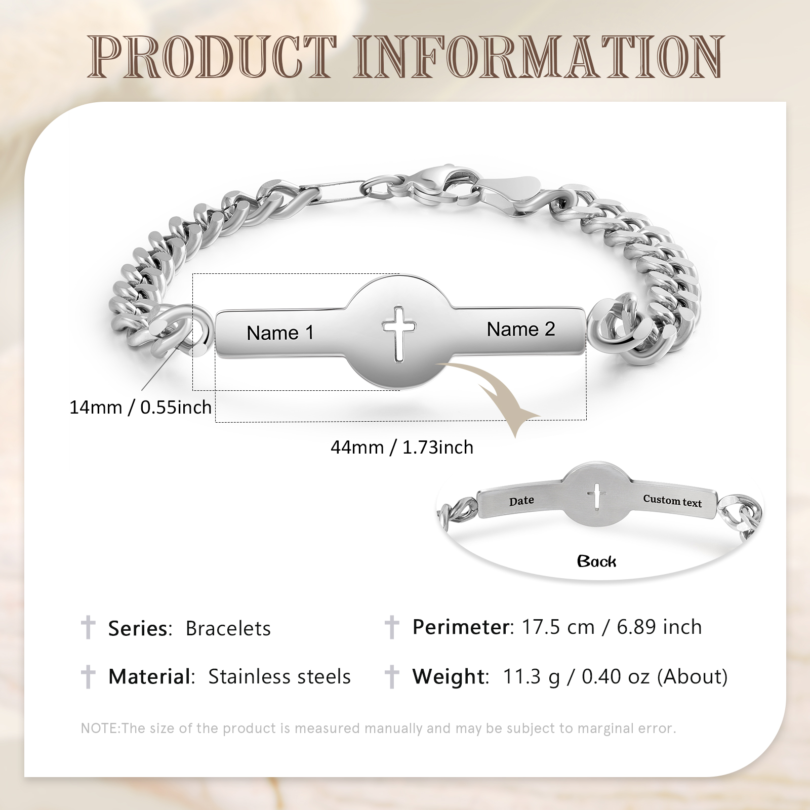 Personalised Couple Bracelet Custom 2 Names & Date & Text Bracelet Stainless Steel Bracelet Gift for Loved Ones -Jessemade AU