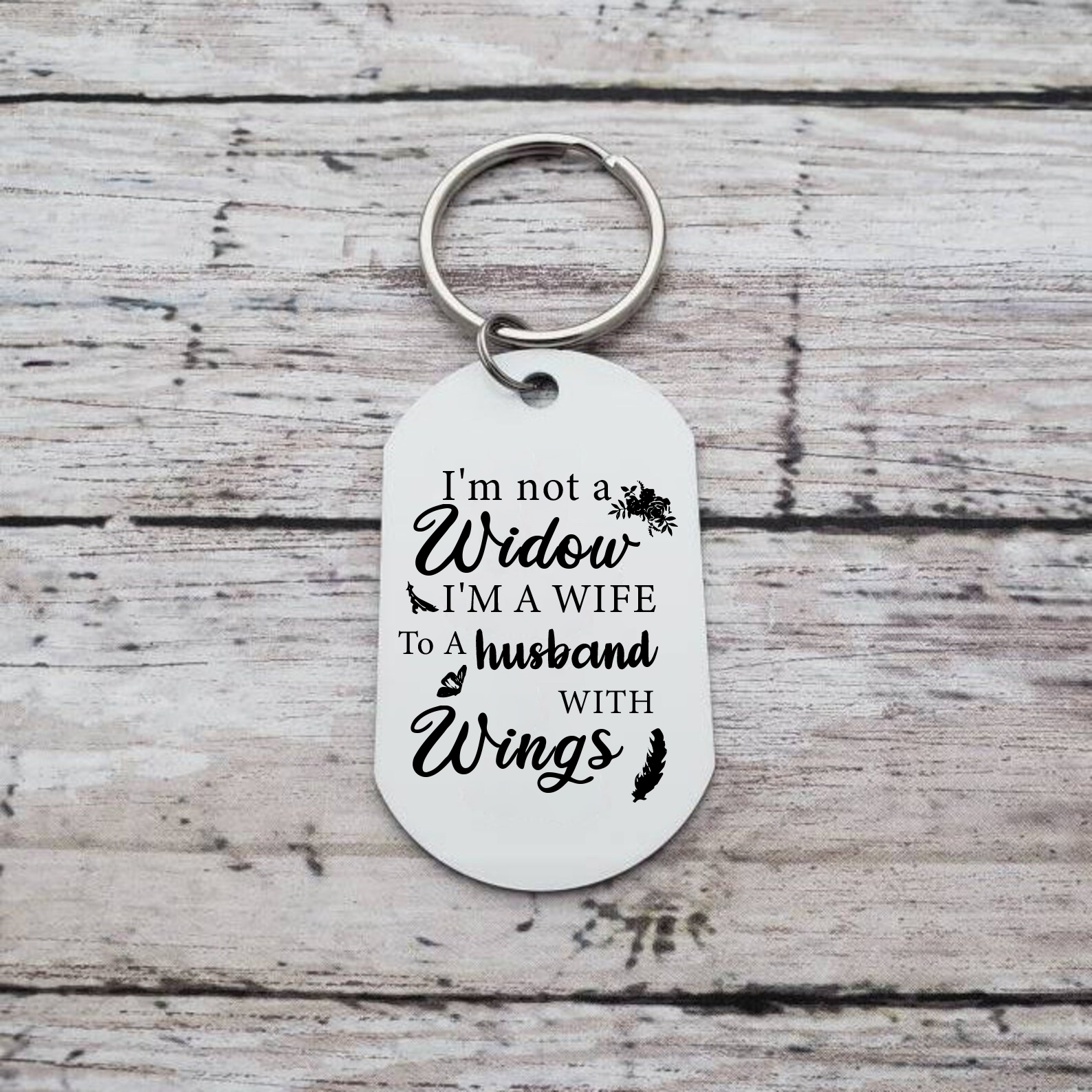 Personalised Photo Keychain Memorial Gift "I'm A Wife To A Husband With Wings"-Jessemade AU