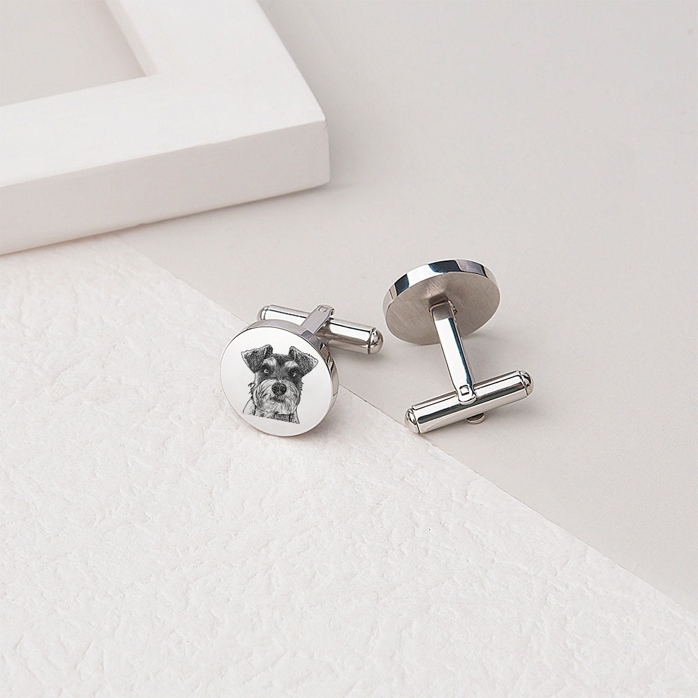 Personalised Men's Cufflinks Custom 2 Photos Circle Metal Cufflinks Pet Photo Memorial Gift-Jessemade AU
