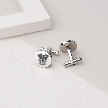 Personalised Men's Cufflinks Custom 2 Photos Circle Metal Cufflinks Pet Photo Memorial Gift-Jessemade AU