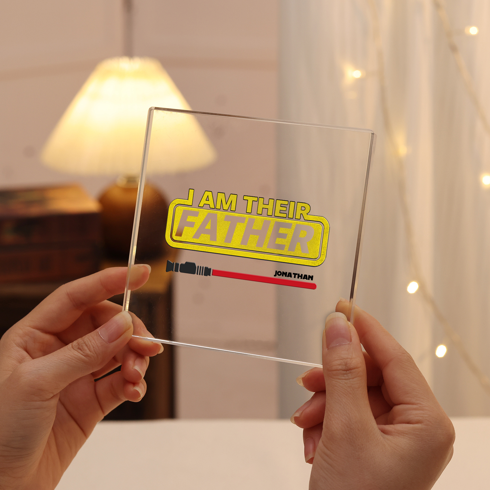 Personalised 1 Name Acrylic Square Keepsake Rectangle Plaque Father's Day Gifts - I Am Their Father -Jessemade AU