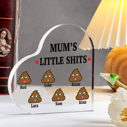 6 Names - Personalised Acrylic Heart Keepsake Custom Name Ornaments Mother's Day Funny Gifts for Mum-Jessemade AU