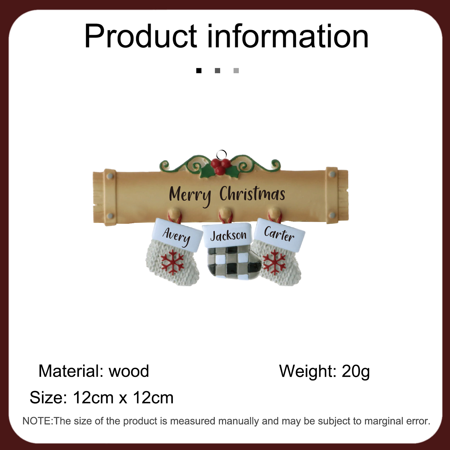 3 Names - Personalised Christmas Stockings Ornaments Customised Name & Text Christmas Decor Wooden Gifts for Family Friends-Jessemade AU