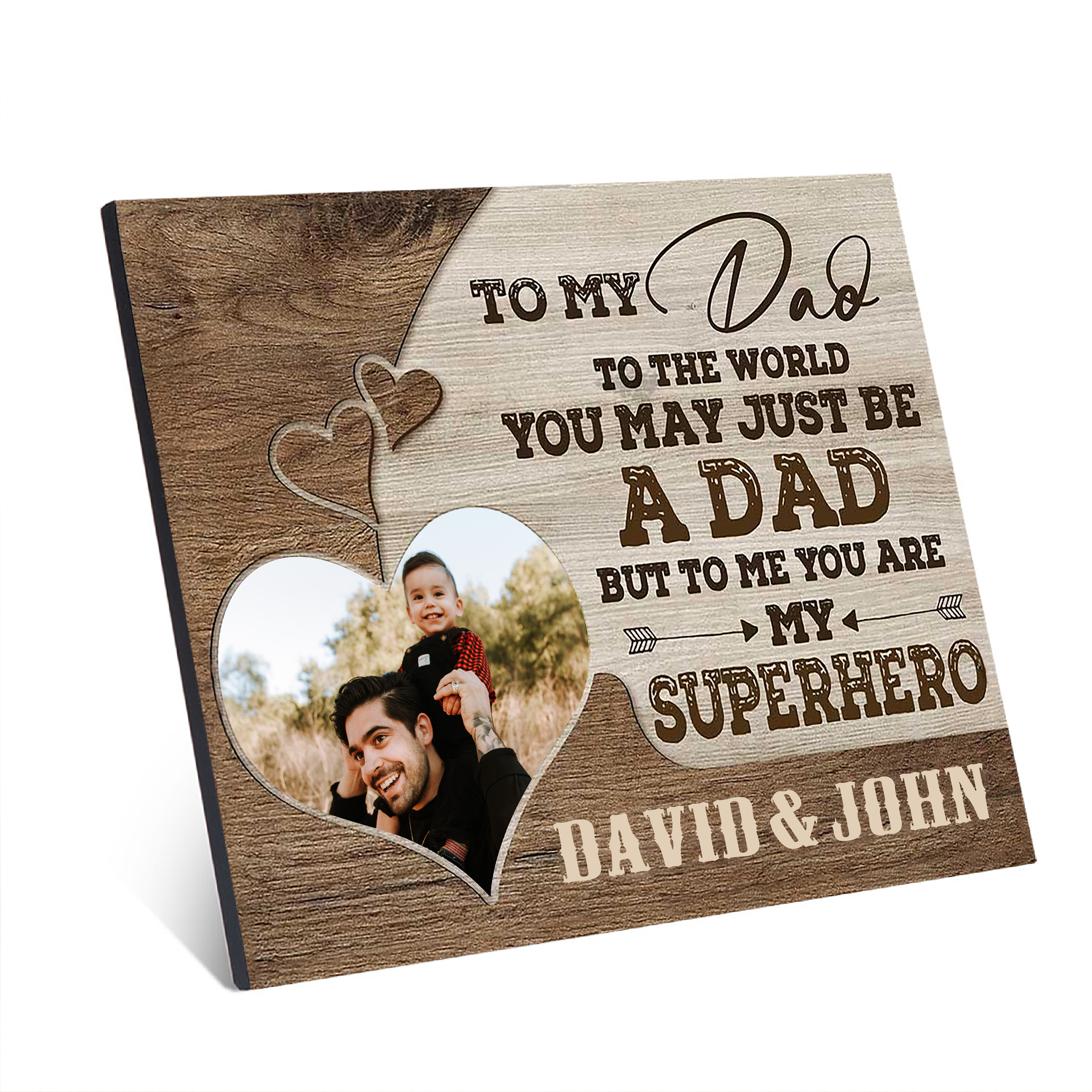 To My Dad Personalised Photo Frame Wood Signs Keepsake-YOU ARE MY SUPERHERO-Jessemade AU