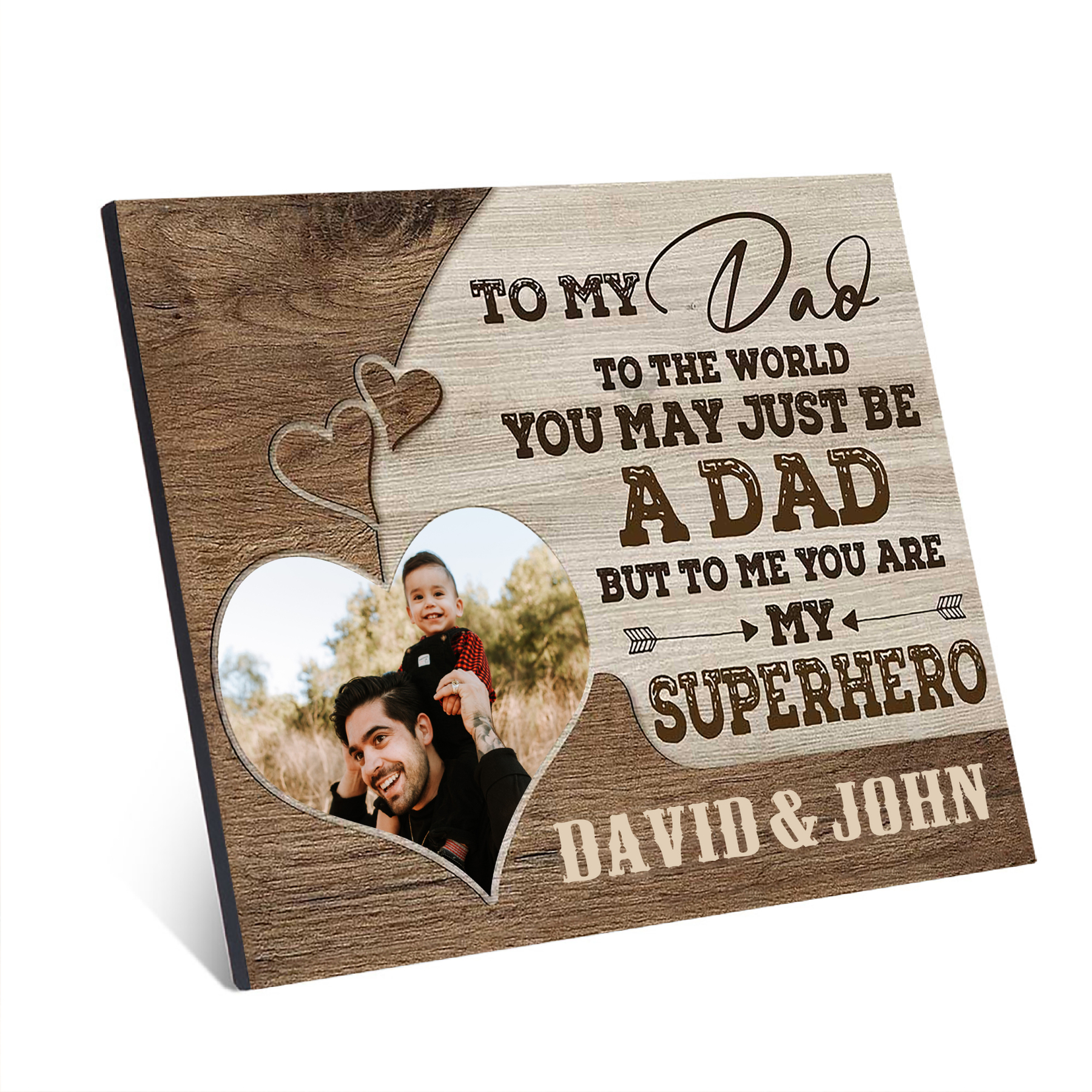 To My Dad Personalised Photo Frame Wood Signs Keepsake-YOU ARE MY SUPERHERO-Jessemade AU
