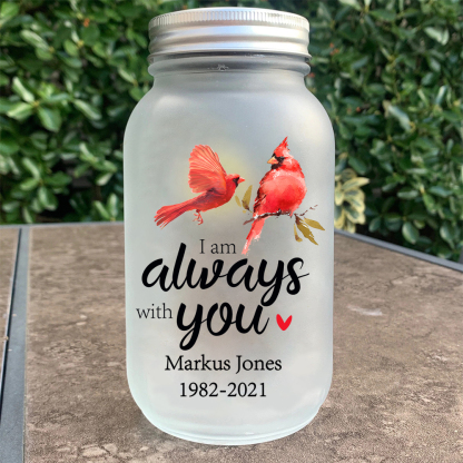 Memorial Jar Night Light "I Am Always With You" Red Robin Memorial Bottle Solar Light-Jessemade AU