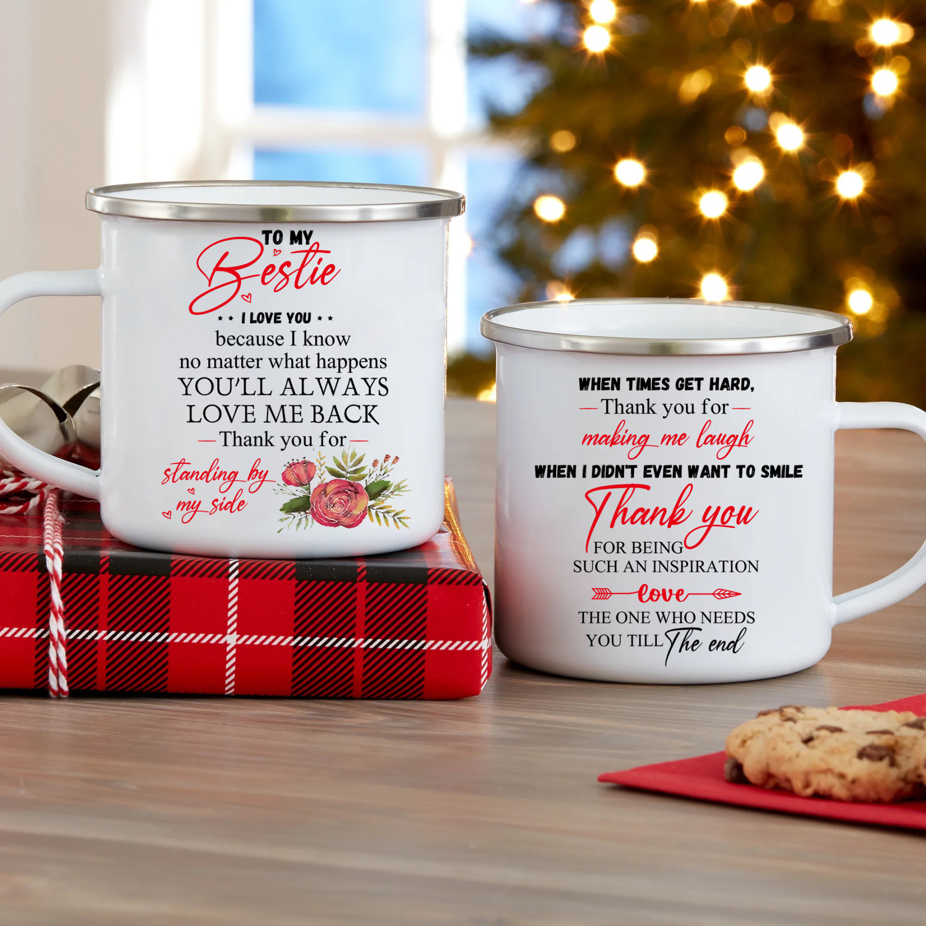 To My Bestie Mug Enamel Cup "Thank You For Standing By My Side" Gifts for Sisters/Friends-Jessemade AU