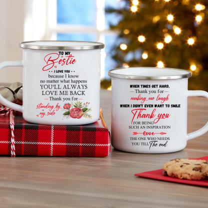 To My Bestie Mug Enamel Cup "Thank You For Standing By My Side" Gifts for Sisters/Friends-Jessemade AU