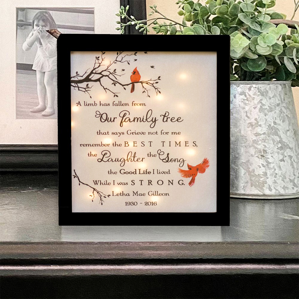 Personalised Cardinal Frame A Limb Has Fallen Lighted Shadow Box Memorial Gifts-Jessemade AU