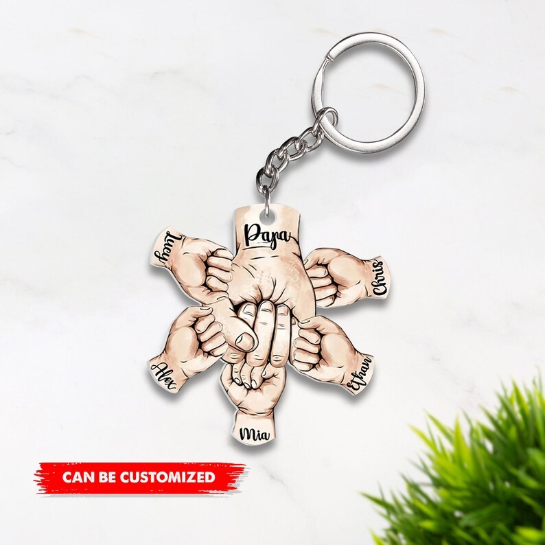 Personalised Fist Bump Keychain Engrave 2 Names Acrylic Keyring Father's Day Gifts-Jessemade AU