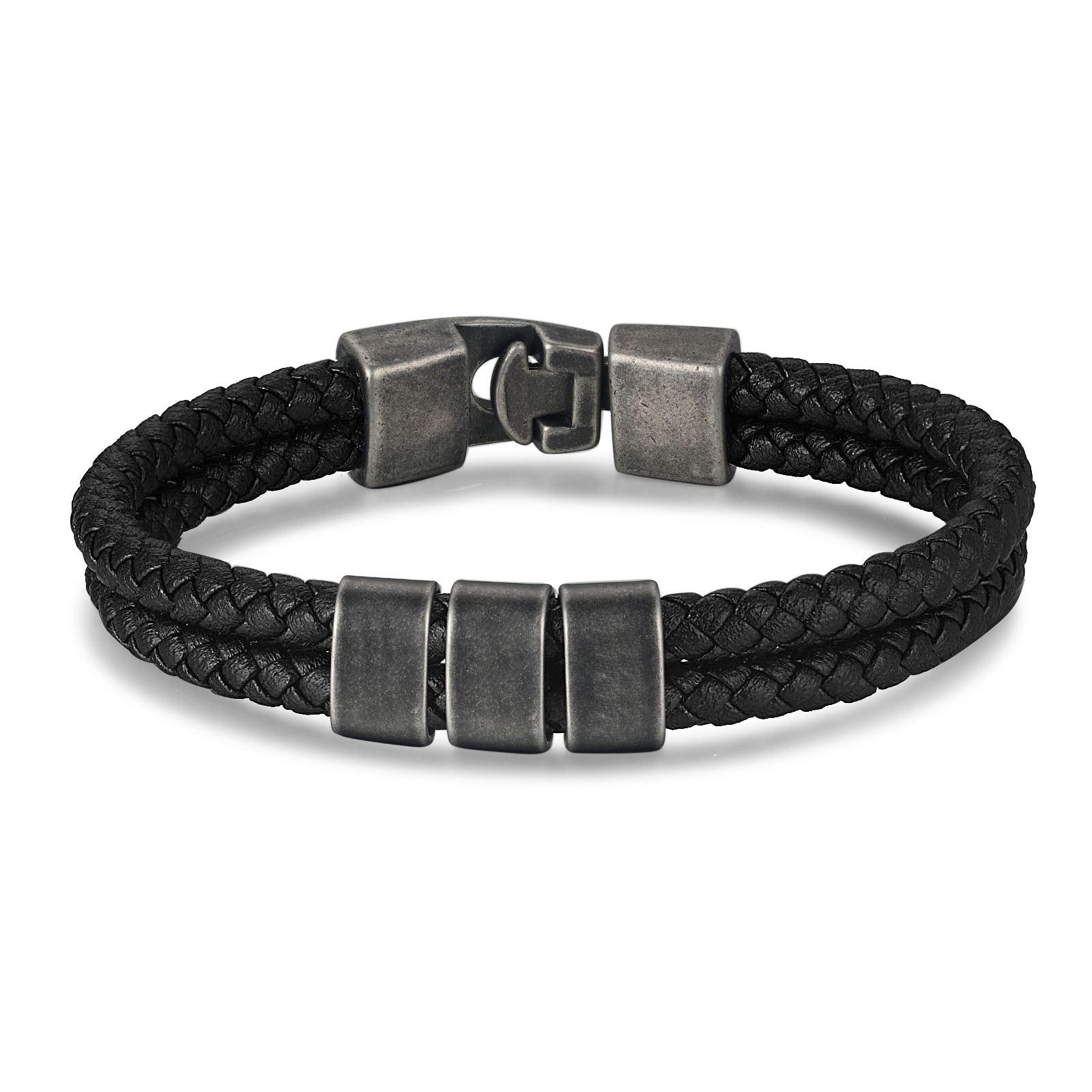 Personalised Retro Men Leather Bracelet with 3 Names Beaded Wrap Bracelet-Jessemade AU