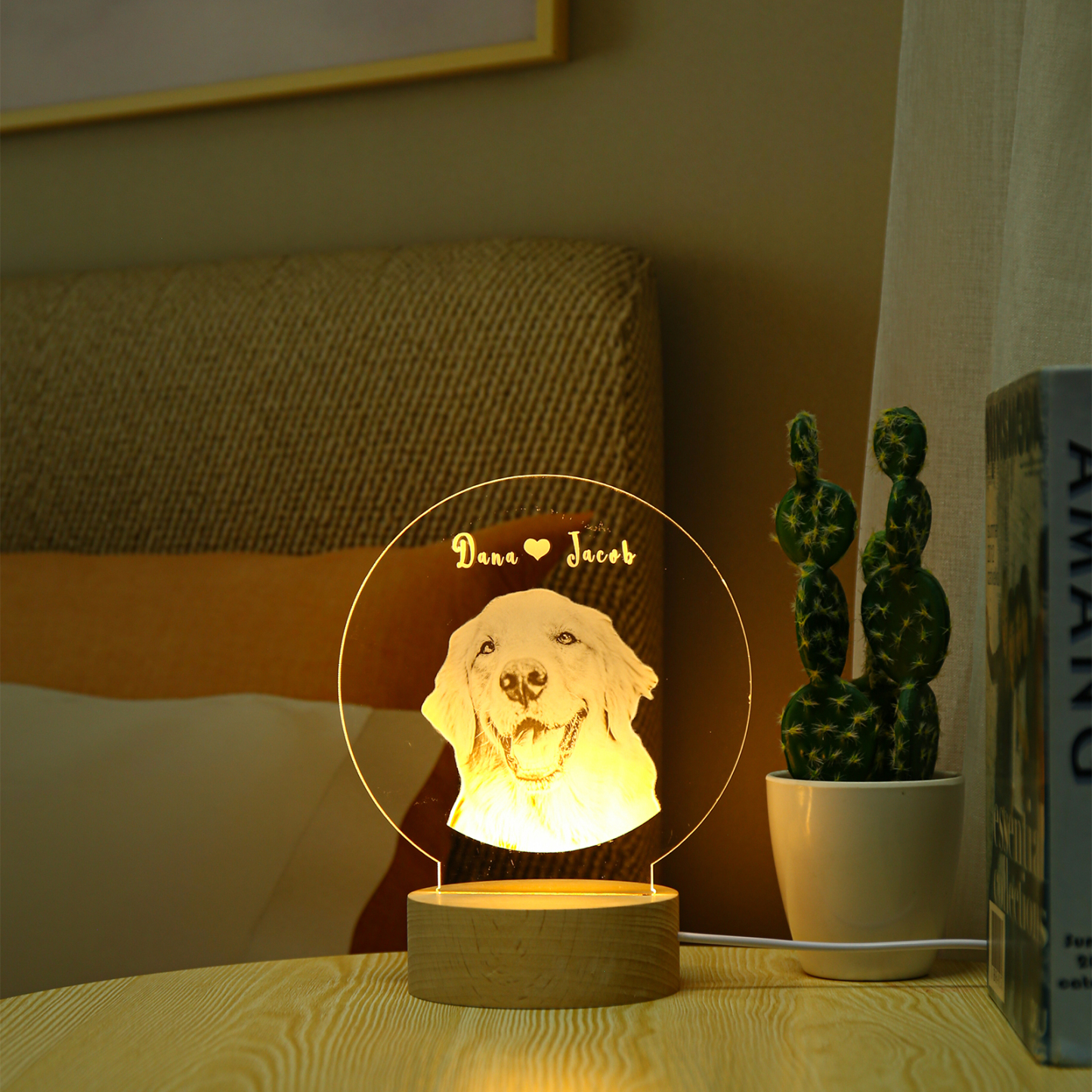 Name Night Light Ornament For Her Personalised Photo Bedroom Decor Home Decoration LED Light Personalised Photo Ornament-Jessemade AU