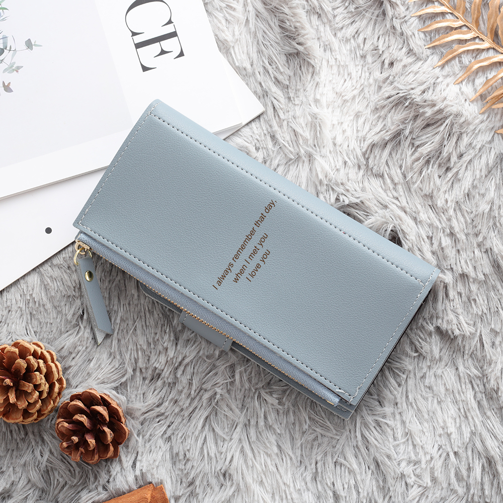 Blue Personalised Leather Wallet Engraved Photo Long Purse Gifts For Women-Jessemade AU